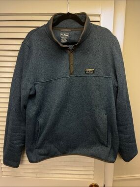 L.L. Bean Slate Blue Snap-Placket Fleece Pullover